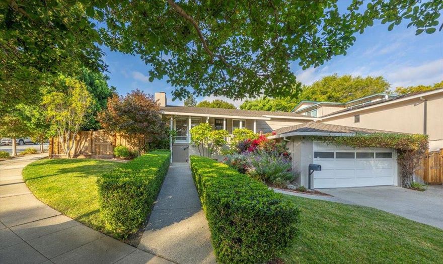 Beautifully renovated home with addition of a sunny family room that brings the living space to approximately 1450 sf, on a large 7200 sf lot. Boasting an open floor plan with custom touches including a cook's kitchen with island, handsomely updated bath, built-in cabinetry, formal dining with French doors to outdoor patio, Plantation shutters, double-paned windows, and spacious 2-car garage. Enjoy the outdoors with the utmost privacy and serenity via attractive professional landscaping dotted with year-round color, fences topped by evergreen trees, arbors over the southern patio and one over the western facing deck. Hardwood floors throughout.  Architectural plans available for a full suite/second bath addition. Convenient to local shops and restaurants, and access to HWY 280 commute corridor to San Francisco & Silicon Valley. This special home is ready for a lucky new owner to move right in and call it home.
