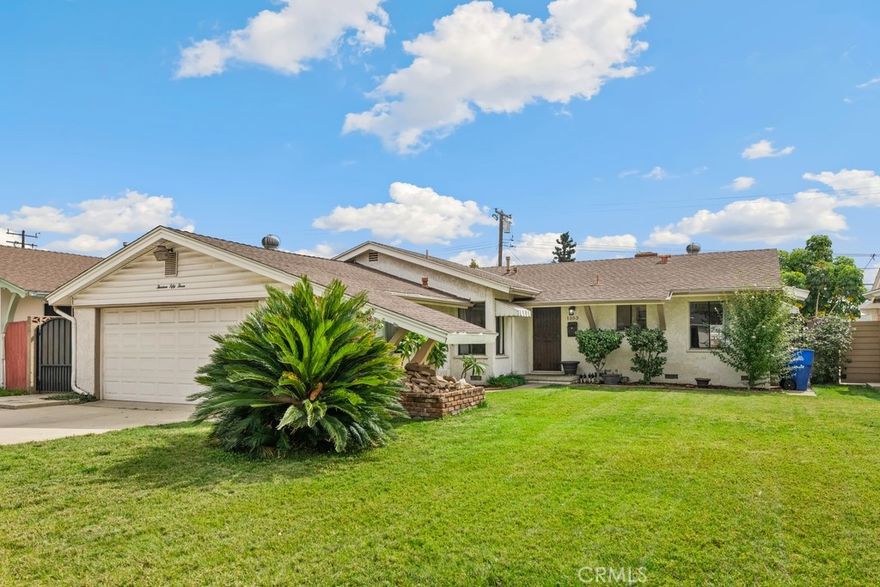 Move-in ready, single-story mid-century home in a terrific Ontario neighborhood. Featuring 4 bedrooms and 2 bathrooms with 1,724 sqft of living space on a flat, private 7,540 sqft lot! Sitting on a cul-de-sac street with fantastic curb appeal, and leased solar panels, and the interior is spacious with recessed lights, wood and tile flooring, and a newer A/C. The living room has brick fireplace and flows into the bonus room/family room. The updated kitchen offers a breakfast nook area, quartz counters, subway tile backsplash, stainless steel appliances with brand new stove, brand new dishwasher, as well as an included refrigerator and microwave, and there is an on-trend apron sink. Offering 4 bedrooms, with the primary bedroom featuring a private bathroom with walk-in shower, and there is a full-size hall bathroom for the 3 secondary bedrooms to share. This home also has a large enclosed patio to enjoy, and a private backyard with lush green grass, and block wall fencing. This home also has an attached 2-car garage with in-garage laundry hook-ups and included washer and dryer! Conveniently located near schools, shopping, dining, and also no HOA! Ready for its next chapter, this home is the perfect place to create lasting memories. Schedule your private tour today!