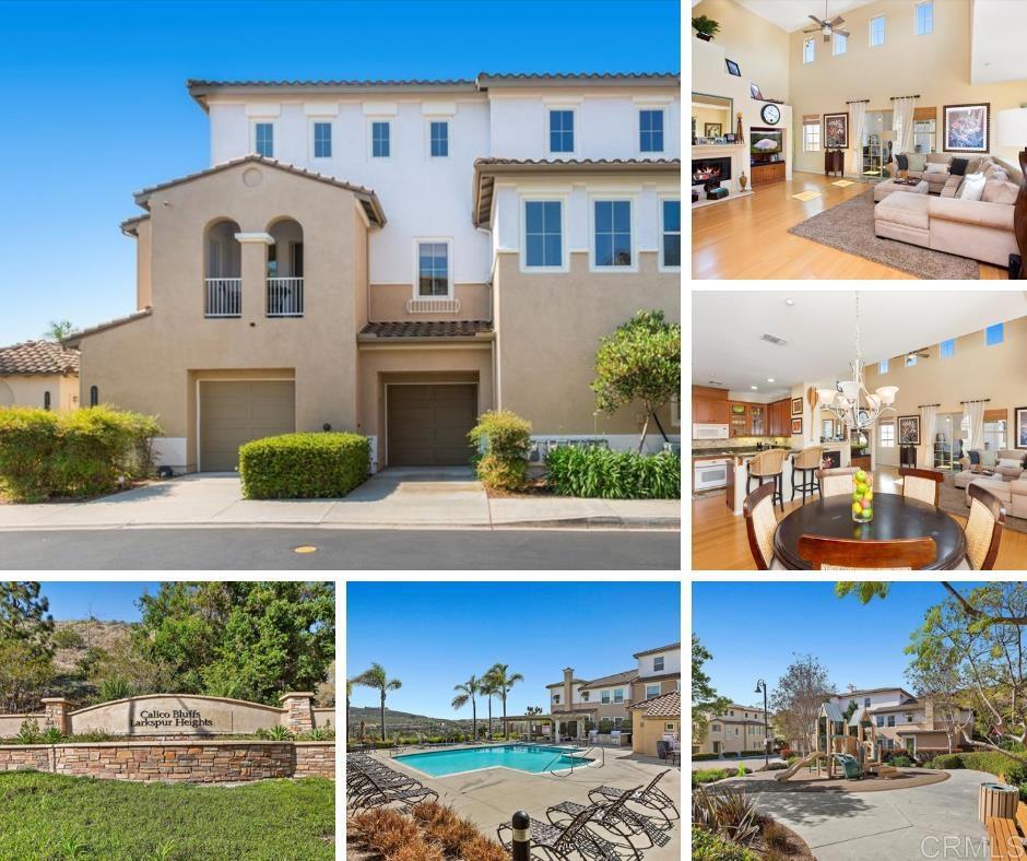 Highly Upgraded End-Unit Townhome in Larkspur Heights at Old Creek Ranch! Welcome to this beautifully former model townhome, ideally located in the sought-after Larkspur Heights community of Old Creek Ranch. This spacious end-unit offers 2 bedrooms, 2 bathrooms, a dedicated office space, and a separate laundry room, all just steps from the community pool and spa. Designed with quality and comfort in mind, the home features premium wood and tile flooring, a gourmet kitchen with granite countertops and rich wood cabinetry, a cozy fireplace, and central A/C. The open-concept living area is perfect for both everyday living and entertaining. Enjoy the lifestyle of the popular Calico Bluffs/Larkspur Heights neighborhood, with access to a resort-style community pool, spa, tot lot, playground, and picnic area. Located just behind La Costa and near the award-winning community of San Elijo Hills, you're minutes from top-rated schools, shopping, dining, scenic trails, parks, and just a short drive to the beach. Enjoy the Southern California Lifestyle.