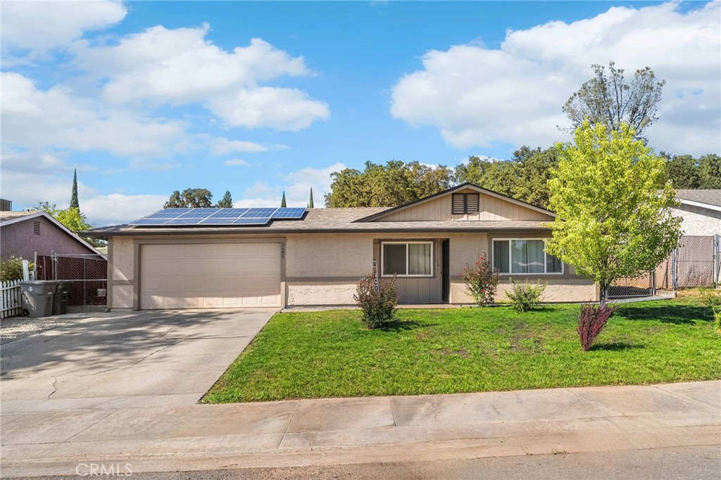 Welcome to 2685 Forestview Drive—a beautifully updated 4-bedroom, 2-bathroom home offering comfort and functionality in a great Oroville location.
The kitchen has been tastefully remodeled with butcher block countertops, modern appliances, and an undermount sink. Bathrooms feature modern style vanities, stylish tile work, updated fixtures, and lighting. Enjoy year-round comfort with central heating and air, plus solar to help with energy efficiency. A newer 30-year roof (2020) updated exterior paint, and freshly landscaped front yard with automatic irrigation add to the home’s appeal. The oversized garage provides extra space for parking, storage, or hobbies, while the spacious backyard and patio are perfect for gatherings or relaxation.
Conveniently located near schools, parks, and community amenities, this home is truly move-in ready.