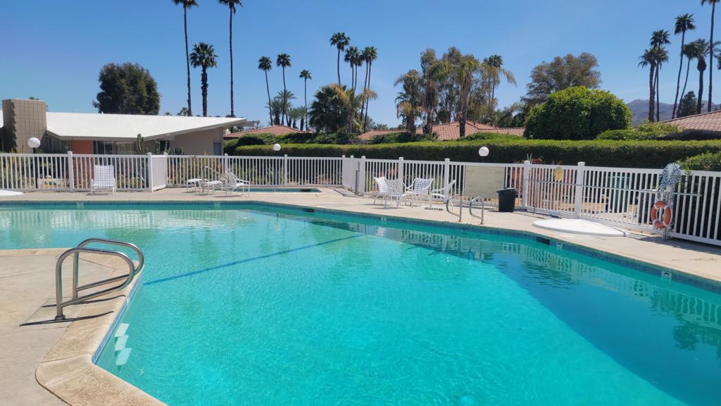 This unit is available January 1st thru April 30th, 2026. 3 MONTH MINIMUM. This beautiful midcentury modern home is located in Rancho Mirage. It is turnkey furnished. This is a unique historic preservation property built by the son of Gummo Marx and designed by famous Midcentury architect Val Powelson. Quiet and peaceful complex with prime location. Two bedroom, two bath with high beamed tongue and grooved ceilings. Fireplace, walls of glass, large tiled showers, and tons of storage. Ceramic tile throughout, breakfast bar and storage room off the patio with laundry. There is a beautiful community pool and spa with amazing mountain views! Security Deposit: $2500, Cleaning Fee: $350. Trash, water, and internet are included. Tenant is responsible for combined gas and electricity charges over $200 per month.