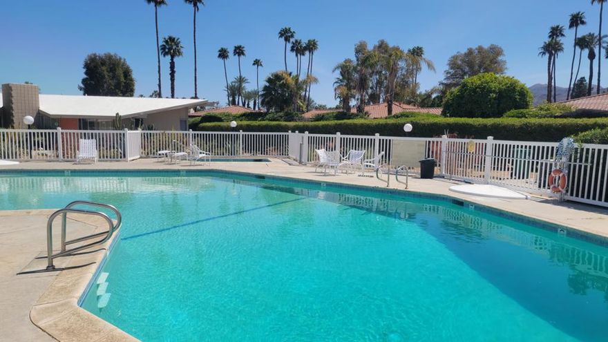 This unit is available January 1st thru April 30th, 2026. 3 MONTH MINIMUM. This beautiful midcentury modern home is located in Rancho Mirage. It is turnkey furnished. This is a unique historic preservation property built by the son of Gummo Marx and designed by famous Midcentury architect Val Powelson. Quiet and peaceful complex with prime location. Two bedroom, two bath with high beamed tongue and grooved ceilings. Fireplace, walls of glass, large tiled showers, and tons of storage. Ceramic tile throughout, breakfast bar and storage room off the patio with laundry. There is a beautiful community pool and spa with amazing mountain views! Security Deposit: $2500,  Cleaning Fee:  $350.  Trash, water, and internet are included. Tenant is responsible for combined gas and electricity charges over $200 per month.
