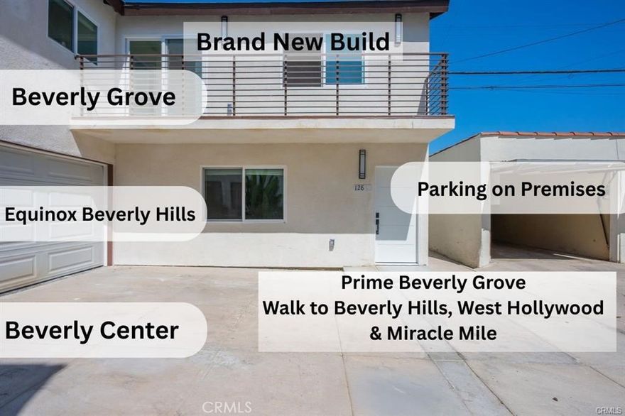 Brand new build in prime Beverly Grove with parking on premises feast your eyes on the spacious open floor plan new kitchen and bright living area featuring 1 airy bedroom and 2 brand new bathrooms central heating and air a cozy fireplace and 1 outdoor parking space walking distance to Beverly Center Beverly Hills West Hollywood Miracle Mile nightlife restaurants shopping and more schedule your tour today this will not last long