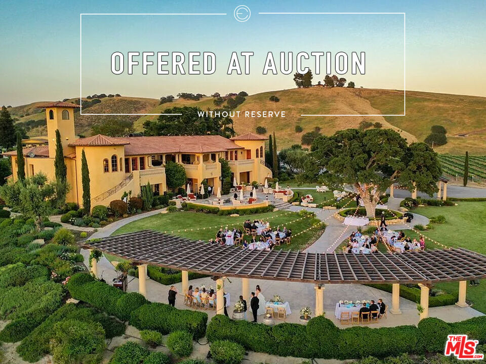 LUXURY REAL ESTATE AUCTION on-site on Saturday, May 17, 2025, at 11:00 AM. Private appointments are available; Open Houses with Elite Auctions on-site - please call for details. Award-winning Villa San-Juliette (Paso Robles AVA.) This rare celebrity-owned winery is considered by many to be the crown jewel of the Central Coast, California's fastest growing wine region. The elegant 160-acre estate includes two grand Tuscan-style residential villas with pool, licensed restaurant, tasting room, state-of-the-art vineyards and winery facilities as well as sprawling lawns with panoramic views, which serve as the ideal venue for special events such as weddings & retreats (because of its exceptional beauty, this is one of the top wedding destinations in the area.) The twelve remarkable styles of VSJ wine consistently receive the very highest ratings and accolades. Only minutes away from Paso Robles Municipal Airport. Truly an investment opportunity of a lifetime.