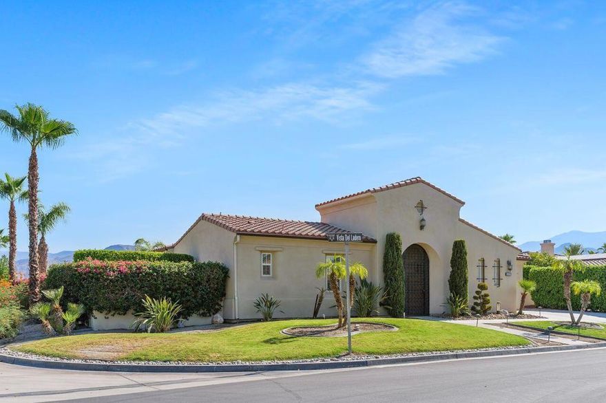 Behind the gates of St. Augustine in Rancho Mirage sits this spacious 3,650 sq ft home on a large corner lot. Enter through a private courtyard with fountain into a bright living room with French doors opening to the covered patio and pool. The home features a formal dining room, an open kitchen with island and walk-in pantry, a family room with fireplace, and a wet bar. The primary suite includes French doors to the yard, a spa-like bath, and an oversized walk-in closet. Two guest bedrooms share a Jack-and-Jill bath, plus there's an office with outdoor access.The backyard is designed for entertaining with a covered patio, BBQ island, pool with beach entry, spa, and firepit. Additional perks include OWNED SOLAR, high-efficiency Trane systems, and air-conditioned garages. A perfect blend of comfort and entertaining in a sought-after community.This home's layout and features make it an ideal choice for those seeking a comfortable and functional living space with opportunities to enjoy the outdoors. The well-maintained condition of the property ensures a move-in ready experience for the next owner.Please call Hal Hartley at 858-254-0229 for showing instructions.