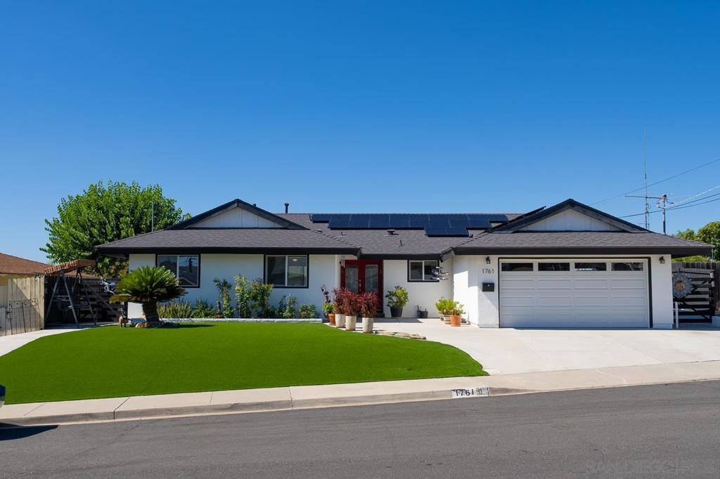 Welcome to 1761 Harvard St, a stunning home that has been completely remodeled in one of Chula Vista’s most desirable neighborhoods. No detail has been overlooked, with recent upgrades that include an all-new roof, HVAC system, plumbing, lighting, stucco, cabinets, & counters. The result is a modern, clean, and thoughtfully designed interior that is ready for its new owner. Inside, the open & spacious floor plan creates a natural flow for both everyday living and entertaining. The kitchen is the heart of the home, featuring sleek modern appliances, newer cabinetry, and plenty of prep and storage space. The primary suite includes dual closets, a spa-like bathroom, complete with a stand-up tile shower and dual vanities. Ceiling fans throughout the home complement the central AC, ensuring comfort year-round. The massive media console in the living room conveys with the property! The garage includes epoxy flooring, laundry, and additional storage space. The backyard is designed as your personal retreat. Enjoy a covered patio in addition to the top-of-the-line swim spa and hot tub, perfect for relaxation or hosting gatherings. For convenience, a 3rd full bathroom is located outdoors, making it easy to entertain guests or rinse off after a swim. Energy efficiency is built in with paid and owned solar, offering both potential savings and sustainability. Unbeatable central location with very easy access to local schools, restaurants, grocery stores, and Southwestern College, as well the 125 & 805 freeways. This is a must see!