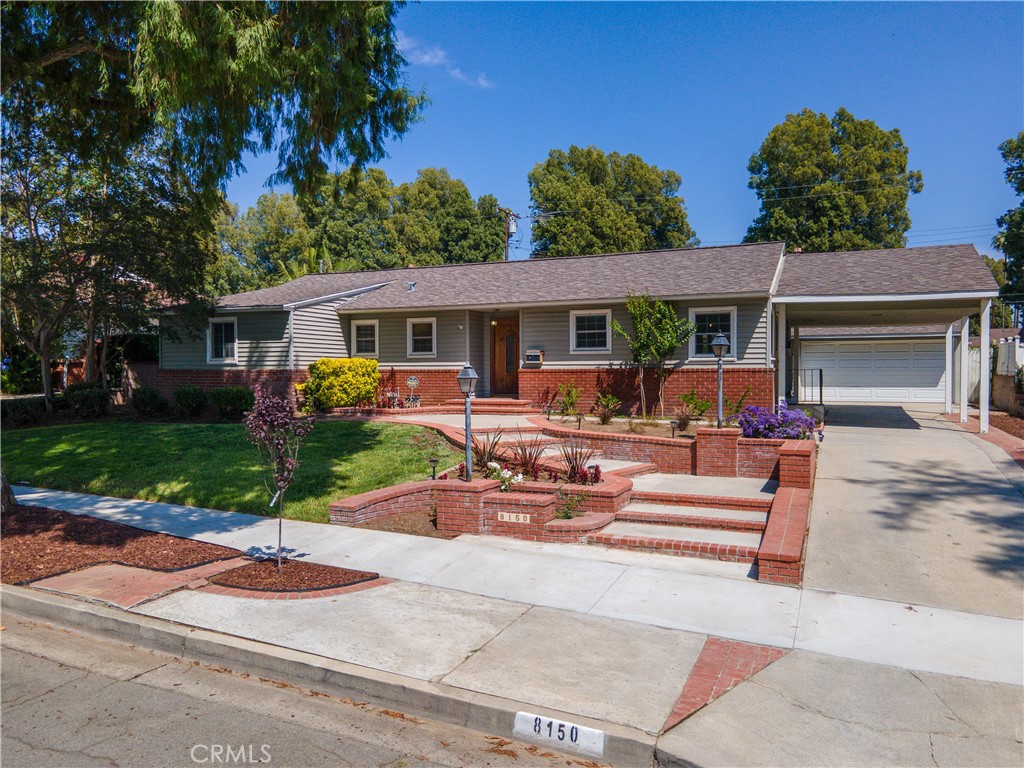 Welcome to 8150 Ocean View Ave., in the highly sought after area of Mar Vista Heights, in beautiful Whittier! This 3 bed room (with a primary suite), 2 bath room home, has been in the same family for over 50 years! This home boasts custom brick work in front and back, a large and spacious backyard and many wonderful upgrades that include new Butcher Block counters just installed April 2025, new tankless water heater, AC and heat systems installed in 2024, vinyl siding, updated electrical and copper plumbing installed in 2010/2011.. you will not be disappointed!! This home also has a detached 2 car garage with a storage room/workshop in the back, covered breezeway and Avocado, Orange and Meyer lemon trees. Located just minutes from Whittier's amazing hiking Trails, Uptown Whittier for it's wonderful shopping, food and entertainment and 60 and 605 freeways are nearby for the commuters! Make this amazing home yours!
