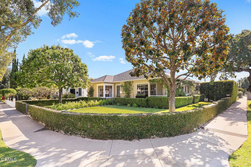 Located in the desirable Rose Villa neighborhood, this beautifully maintained traditional home blends timeless charm with thoughtful modern updates. Featuring 2 spacious bedrooms with custom closets and 2 updated bathrooms, the home offers a warm and inviting flow throughout. The large living room includes a fireplace, crown molding, and French doors opening to a private side porch, perfect for a quiet morning coffee or evening unwind. The remodeled kitchen features tile floors, marble countertops, pull-out pantry drawers, stainless steel appliances, and a breakfast bar. The light-filled dining room with chair railing opens through French doors to the back Trex deck--a true outdoor living space ideal for entertaining, complete with a TV and Sunbrella shade for al fresco dining or relaxing in front of the TV. Additional highlights include hardwood floors throughout most of the home, California basement, Ring doorbell, Nest thermostat, security system, Lutron lighting, and recessed lights in nearly every room. A separate studio offers a versatile bonus space with modern touches--perfect for an office, gym, or creative retreat. The immaculately landscaped front yard enhances curb appeal, while the private backyard, lined with manicured boxwood trees, provides a peaceful retreat. A detached two-car garage includes built-in storage cabinets, adding even more functionality. There is ample storage inside and out. A truly special home in one of Pasadena's most sought-after neighborhoods.