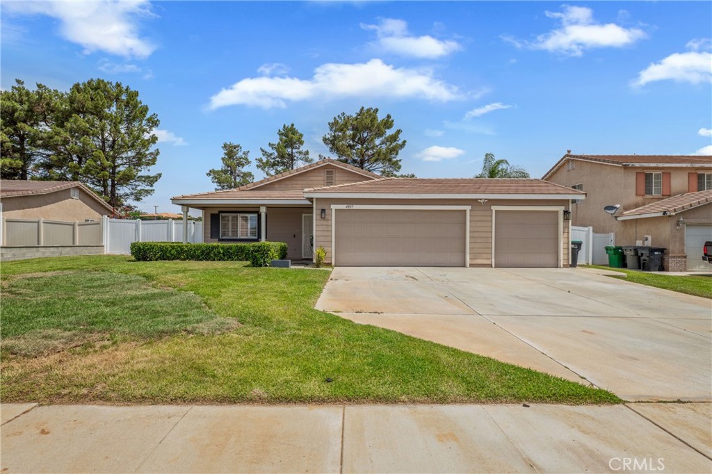 Great affordable home in the city of Banning! Featuring 3 bedrooms, 2 baths and move in ready. The inside is the perfect set up, there is a large family room with a fireplace. Vaulted ceilings and upgraded flooring greet your guests as they come in. There is a formal dining room to host your favorite gatherings. The kitchen has upgraded countertops, recessed lighting and plenty of cabinet space for storage. Plantation shutters add an extra touch to the interior and exterior of the house. All bedrooms are very comfortable in size. The backyard is the perfect place to allow your kids to play or simply a gathering with a nice combination of grass and cement. There is RV parking on the side of the house, aside the 3 car garage. No HOA, and low tax rate! Come by and take a look.
