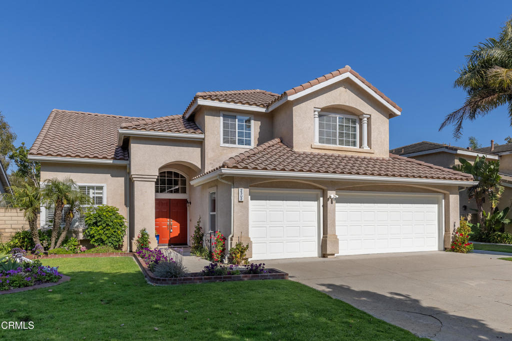 Fantastic home on one of the best streets in the Cypress Pointe tract in the desirable River Ridge Golf Course community. This home has a lot to offer! 2 stories, 4 bedrooms, 21/2 bathrooms, and the spacious primary bedroom suite is on the first level. The open floor plan features tile flooring, vaulted ceilings, and an abundance of natural light. There is a living room and a separate family room with a handsome fireplace. The upgraded kitchen has a breakfast bar, granite countertops, and a dining nook with a custom seating booth. The primary bedroom suite is spacious and has an extra large walk-in closet with plenty of cabinetry and shelving. The primary bathroom has been recently updated. It features a large soaking tub, a large vanity with dual sinks with quartz countertops, and a brand new shower. The second level has a large loft, with a built-in desk. Perfect for your home office. Additionally, there are three bedrooms and a full bathroom with dual vanities. All of the carpet is new.The large lot offers an oversized driveway, three car garage, and a sense of space. The home has solar panels that are owned. The backyard is the piece de resistance: a private garden sanctuary with multiple patios, paver stone walkways, concrete benches where you will enjoy both private moments and entertaining with friends and family. You will enjoy very low electricity costs as this home has fully owned solar panels installed on the roof.Enjoy views of sunset over the golf course and green belts in front of your home. The community amenities include tennis and pickleball courts, a pool/spa and clubhouse, beautifully manicured walking paths, and much more!The home is in a great location with easy access to Ventura & 101 freeway. Nearby is The Collection with Whole Foods grocery store, shops, restaurants, and a movie theater. Miles of beautiful local beaches are only minutes away. This home was lovingly cared for and shows true pride of ownership. Come see it today!