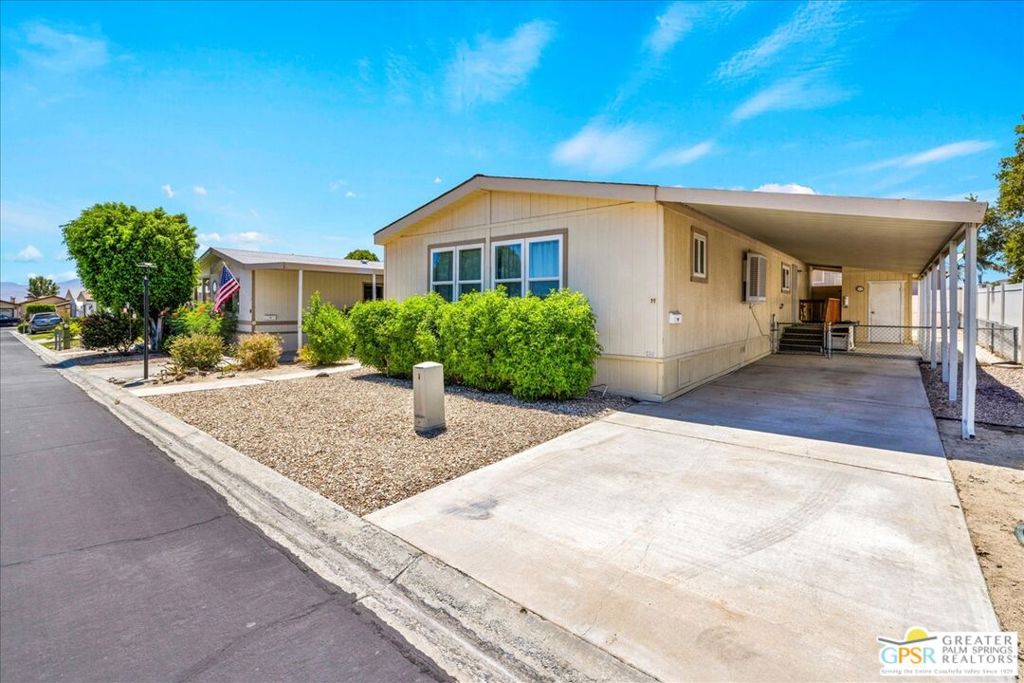 FEE LAND!!! you own the land!! Don't miss this excellent opportunity to live in the 55 plus, Resort Style community of Vista Montana. This home offers 1248 square feet of living area with 2 bedroom/2bathroom. This home boasts two primary bedrooms with ensuites. Access to bathroom from both bedrooms and are situated at opposite sides of the home. The kitchen has been upadated with new stone counter tops, new backsplash, farmers sink and new fixtures. There are newer dual pane windows throughout for added energy efficiency! There is a storage shed off of the extensive covered concrete carport! The Vista Montana community has excellent amenities which include, a large clubhouse with various rooms for different events like billards, card room, community event room, large kitchen for community and private events. The resort style pool and spas were recently resurfaced, the exercise room was recently refurbished. There is a gated dog park, BBQ area, a second smaller pool and wonderful walkways and common areas. This home has no 433A.
