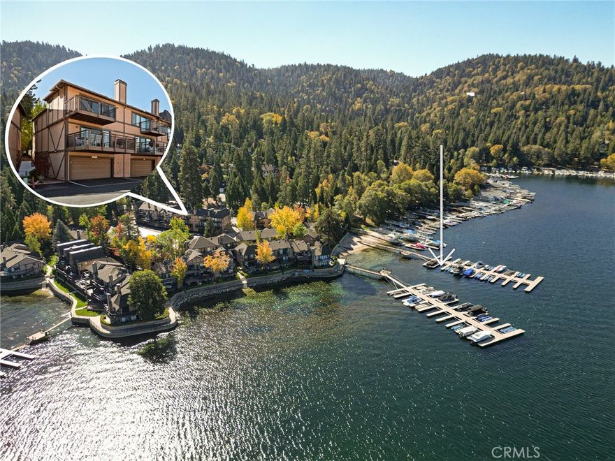 Welcome to Edgewater Shores unit 30. Location is key here as you are close to the Lake Arrowhead village, the ALA lake trail, your very own dock slip, and more. You will find this location easy to access as you are just off Hwy 173, and the unit is very close to the security gate entrance. Once inside the gate you are just a few yards away from your 2 car garage that has direct entrance into your unit. Once on the main floor you will find a bedroom and 3/4 bath, the living room, dining room, kitchen and attached deck. Upstairs is 3 more bedrooms including the primary suite. The primary suite has a walk in closet and it's own bathroom along with a private deck with lake views. Included in this price is your very own dock slip EWS/45. The docks were all re-done recently too. There is a private beach and you have a prime location for the 4th of July fireworks. The two car garage you will find is a decent size and even had a large storage area as well. If you have been looking for convenience, then look no further. This home comes furnished, all you need is your toothbrush, your boat, and yourself. There are 3 parking spots total attached to this unit. Furnishings will not include sellers exclusions.