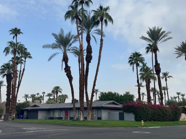 (*professional photos coming*) Desirable location with sparkling pool in the spacious back yard. This furnished home is on a corner lot in the highly sought after neighborhood of Rancho Palmeras Estates in the fabulous city of Indian Wells! Nicely remodeled with Travertine flooring in main living area, kitchen and breakfast area with newer cabinets, aggregate granite counters and newer appliances. Internet and pool service, gardener, trash service is included for seasonal vacation rental bookings. Pets considered. Owner may consider annual lease terms subject to acceptable credit and acceptable terms. Contact agent for more information.