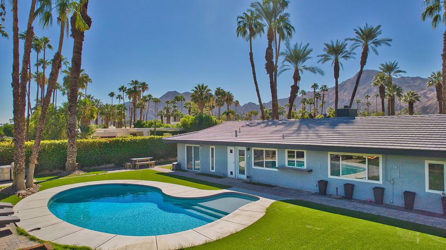 Available for annual lease. Sparkling pool in the spacious back yard. This furnished home is on a corner lot in the highly sought after neighborhood of Rancho Palmeras Estates in the fabulous city of Indian Wells! Nicely remodeled with Travertine flooring in main living area, kitchen and breakfast area with newer cabinets, aggregate granite counters and newer appliances. Internet and pool service, gardener, trash service is included for $10,000mo seasonal vacation rental bookings. Pets considered. For annual lease terms, tenants pay utilities, Internet, screening fee - subject to acceptable credit and acceptable terms.  Contact agent for more information.