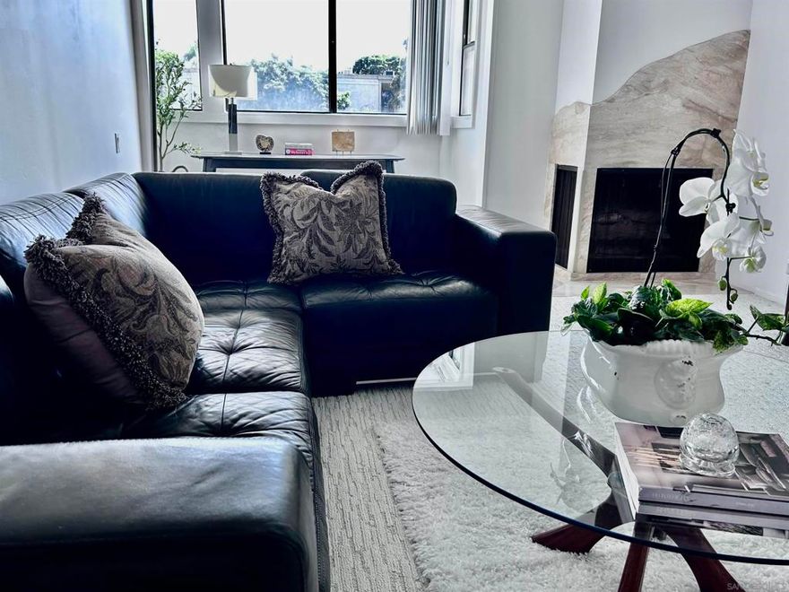 IN THE HEART OF La Jolla VILLAGE. THIS IS NOT YOUR ORDINARY VILLAGE CONDO.   OVER 1100 SQ FT,  EXTRA LARGE COMPLETELY IMMACULATE, LIGHT FILLED SINGLE LEVEL ONE BEDROOM, PLUS VERSATILE OFFICE/DEN STUDIO AREA. AVAILABLE EITHER FURNISHED OR UNFURNISHED NEWLY REFURBISHED. BEAUTIFULLY PRESENTED AND FRESHLY PAINTED THROUGHOUT. NEW, NEUTRAL  CARPETING OF THE BEST  QUALITY. OPEN, SPACIOUS GREAT ROOM HAS STONE FIREPLACE.  SLAB GRANITE QUALITY KITCHEN WITH FRESHLY PAINTED WHITE CABINETS, PLUS A PANTRY.  FORMAL DINING ROOM, FULL SIZE WASHER AND DRYER.  THIS PROPERTY NOT ONLY OFFERS A BEAUTIFUL ENVIRONMENT, BUT IS WITHIN WALKING DISTANCE TO ALL OF La Jolla VILLAGE AMENITIES.  THEATER, SHOPPING,RESTAURANTS, BEACH, LIBRARY. GATED COMMUNITY PLUS A 2 CAR SECURED COMMUNITY GARAGE. NEGOTIABLE LEASE LENGTH.