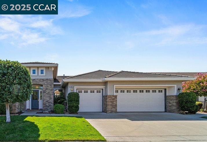 Beautifully maintained and highly sought-after, this Majestic model on the golf course offers the perfect blend of comfort, style, and resort-inspired living in one of Brentwood’s premier 55+ communities. With 2 bedrooms, 2.5 baths, and a versatile office, this gem is ideally situated on the 12th tee, providing a serene and picturesque backdrop. The soaring ceilings and a light-filled, open layout create an inviting atmosphere for both relaxed living and effortless entertaining. The expansive family room flows seamlessly into a dining area and a chef’s kitchen featuring newer quartz countertops, a center island, built-in wine refrigerator, and abundant cabinetry. A dedicated office adds flexibility, ideal for a guest room, den, or creative space. The primary suite is a true retreat with sweeping golf course views, a cozy fireplace, walk-in closet, and spa-like bath with dual vanities, soaking tub, and separate shower. A private guest suite with its own full bath and additional highlights include newer HVAC, water softener, washer and dryer, and a roomy 3-car garage. Outdoors, the landscaped backyard overlooks the fairway, offering the perfect spot for morning coffee or gatherings with friends. Close to the pool and minutes from dining, shopping and more!
