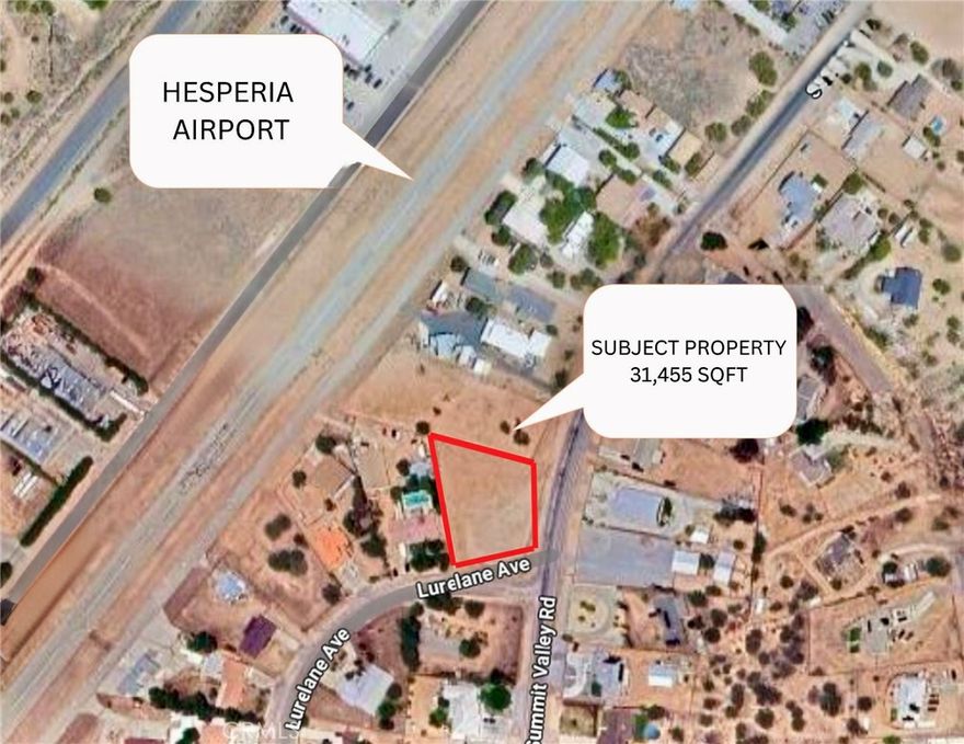 Vacant Corner Lot for Sale!

Flat, buildable 31,455 sq. ft. corner lot located near Hesperia Airport. Excellent access and visibility with utilities appearing to be at the site (buyer to verify). Great opportunity to build or invest in a growing area of Hesperia!