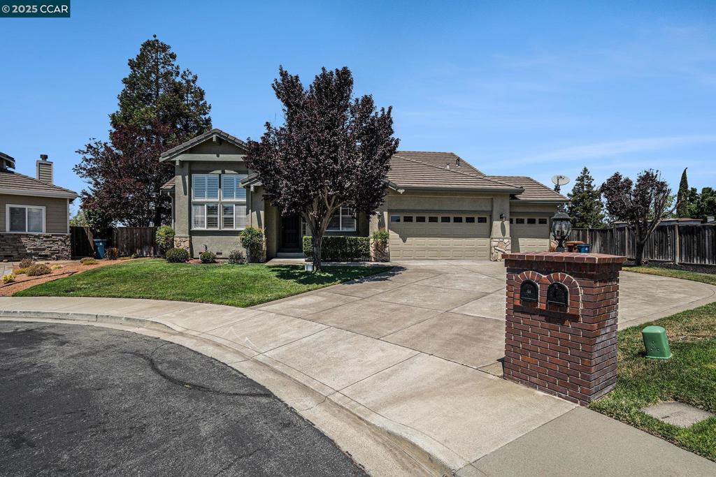 Welcome to The Summit at Brittany Hills with a prime cul-de-sac location and no HOA dues. 4 bedrooms and 2 full baths downstairs plus HUGE bonus room upstairs with vaulted ceiling, full bathroom and walk-in closet. This gorgeous home offers an open floor plan with formal living and dining rooms both with gleaming hardwood flooring and vaulted ceilings. Kitchen/family room combo, great for entertaining. Family room with vaulted ceiling, gas fireplace and nook, great for built-in cabinets. Light and bright kitchen with center island plus spacious eating area, granite counters, gas cooktop, double ovens, built-in microwave, freshly painted cabinets, slider to rear yard. Spacious primary bedroom suite with vaulted ceiling, slider to rear yard, walk-in closet, gas fireplace. Bathroom with tile flooring, jet tub plus separate shower, two sinks with tile counters. Inside laundry. Water softerner. Hard to find court location with lots of space, large driveway, big backyard offers privacy with large deck, great for entertaining. Spacious side yard with shed, possible RV/boat parking and room for an ADU. Walking distance to award winning Morello Park Elementary. Conveniently located to downtown Martinez, shopping, parks, restaurants, entertainment, Highways 4 and 680.