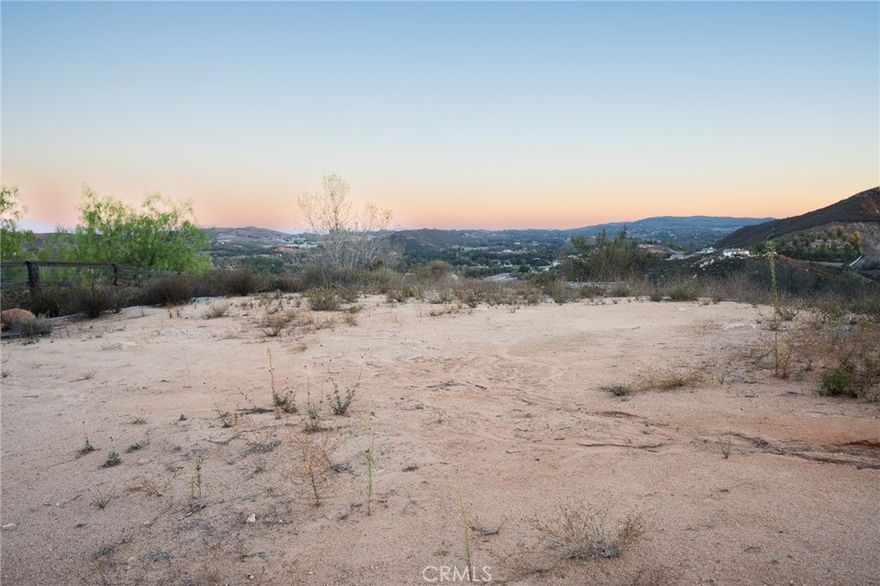 Experience the best of La Cresta from this stunning 5.8-acre parcel offering panoramic views of the Temecula Valley, city lights, and surrounding mountains. Elevated on a gentle grade with usable land, this property is perfectly positioned for your dream build — whether that’s a modern estate, a ranch retreat, or a private getaway.

Water and power are conveniently located at the street for a simple, cost-effective build. Just minutes from town, yet worlds away from the noise, this parcel captures the peaceful, scenic lifestyle that makes La Cresta so special. This parcel is only about 4 miles from Clinton Keith and all of the conveniences of town In an area with 5-acre minimum parcels. Enjoy the views, privacy, and tranquility — all surrounded by nature and miles of private community trails. This is one of La Cresta’s true gems.