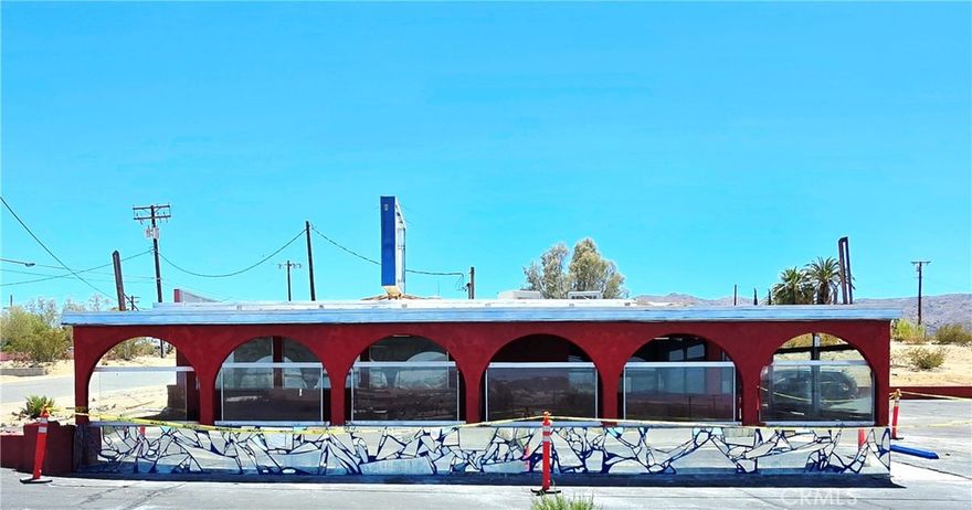 Newly Rennovated Resturant in the Heart of 29 Palms offers an exciting opportunity for a full service Diner.  This is the former Foster's Freeze building, with all new tild flooring, New Lighting, New septic and 2 new greese pits.  Freshly painted on the exterior and interior, and additional updates in process.  This is an Iconic location with a high traffic history.  Ample parking and easy access, all located near the Marine Base and the Joshua Tree National Park.
