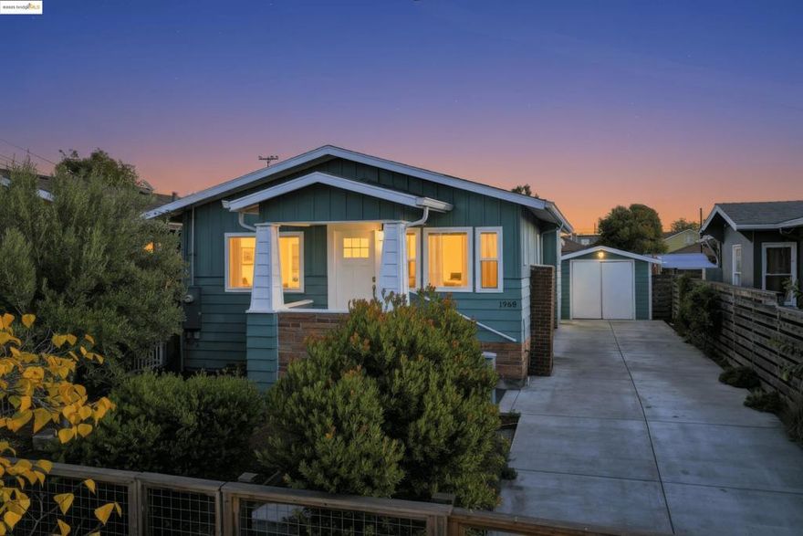 Welcome to this thoughtfully remodeled Craftsman that beautifully blends vintage charm with modern design. The inviting living room showcases a tiled fireplace, refinished hardwood floors, and arched transitions that open into a formal dining room with built-in cabinetry and warm natural light. The updated kitchen features quartz countertops, a marble tile backsplash, and stainless steel appliances, combining style and function for everyday living. Three spacious bedrooms provide comfort and versatility, while dual-pane windows, modern lighting, and fresh finishes enhance the home’s turnkey appeal. Step outside to a large fenced backyard—complete with a vegetable garden, chicken coop, and overhead string lights that set the scene for relaxing evening gatherings. There’s also a long driveway and detached garage offering custom storage, a high-efficiency washer/dryer, and ample parking or workspace. Conveniently located near Highways 580 & 880 and Coliseum BART, this home provides quick access to Downtown Oakland, San Leandro, and the greater Bay Area. A perfect blend of character, comfort, and convenience—welcome home!