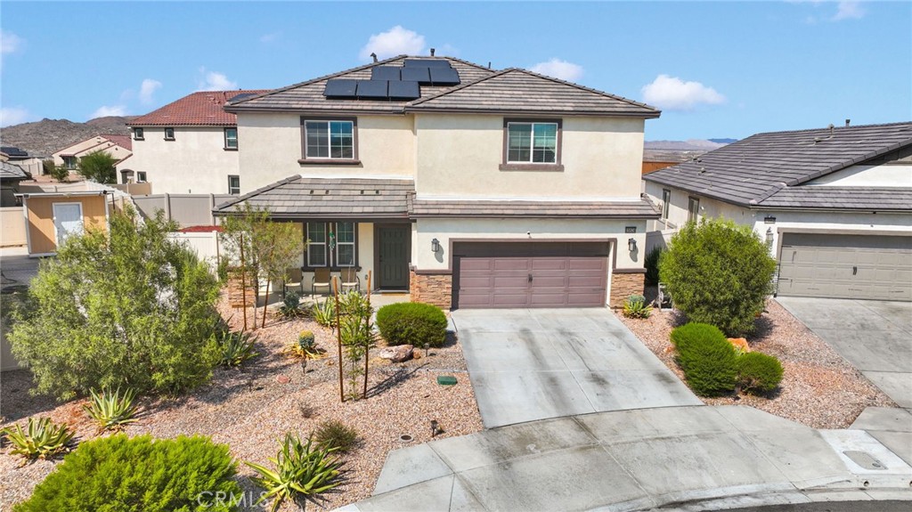 This is a home you WON'T want to miss! Located at the end of the Cul-de-sac with curbs & gutters, and street lights you are sure to enjoy the active lifestyle this community offers- with multiple parks including- Cypress Pointe Park, the dog park & sports park. Entering the home you'll appreciate the formal entry with a massive storage closet. While the kitchen and dinning room are open to the living room, there is still plenty of space for these designated areas without feeling crammed. The kitchen has a beautiful island with seating, large walk in panty and entry to the garage. For convenience, there is a half bath down stairs. All 4 bedrooms are upstairs INCLUDING the laundry room, so no more carrying laundry up & downs the stairs! The guest bathroom is a full bath with dual sinks. The primary bathroom has a great layout- featuring a toilet room, vanity, storage shelf and walk in closet. The bathrooms & laundry room also have de-humidifying vent fans. Enjoy the extra living space upstairs with a generously size loft- perfect for another living room, play room for the kids, office, or whatever else you may need the additional space for! Head out back & enjoy your private oasis. Above ground POOL & SPA and fully landscaped for easy maintenance! With pavers, mulch & artificial turf. Enjoy your LOW electricity bills, because the solar is PAID off! Great location for those that use the 15 Freeway or 395 for commuting!