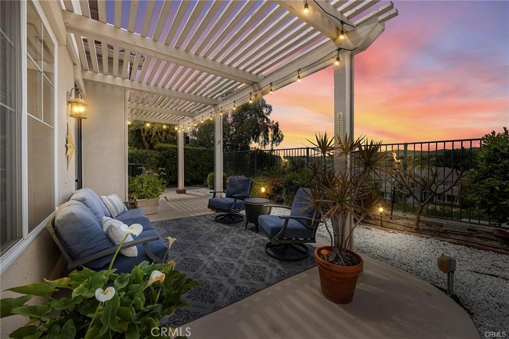 Elegantly updated single-level 2 bedrooms plus an office and two baths. Breathtaking views of the the valley and sunset. This prestigious gated community with exceptional amenities. The charming front courtyard leads into this beautiful home with tons of natural light, high ceilings and maple wood floors throughout. Totally upgraded with fully renovated kitchen and bathrooms. Stone counters, custom cabinets. This property is gorgeous!!! Included are the washer, dryer, refrigerator and a large wall mounted TV. Coto De Caza's exclusive guard gated community offers an array of resort-style ammenities.