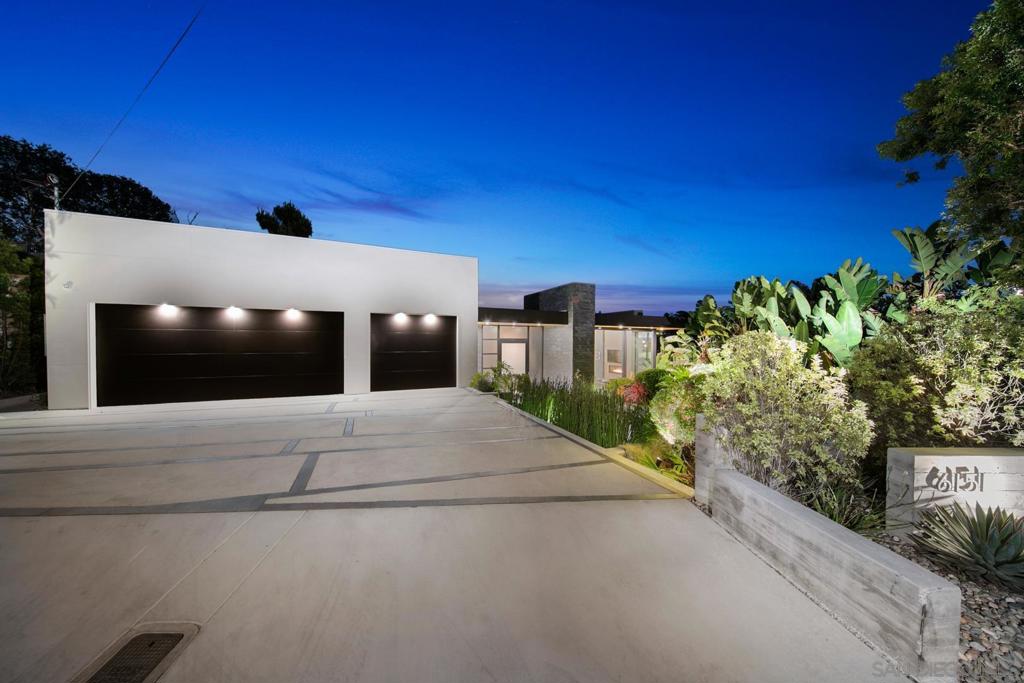 Enjoy an abundance of Peace and Privacy in this Beautiful Modern Oasis. This Award winning Home was recently built and selected as a premier example of SD modern architecture for the MA+DS Modern Home Tour. It is a one-of-a-kind modernist retreat providing seamless indoor-outdoor living on a large private 2/3 acre lot, located on a quiet cul-de-sac. Offering an open floor plan with captivating 11 ft tall glass walls framing the views of the canyon and lush greenery. Must see in person to appreciate. See Supplement- This Modern La Jolla Oasis offers a chef’s kitchen equipped with Miele and Viking appliances, a stunning master bath with 2-person curbless walk-in shower and a stand-alone soaking tub, expansive main level deck, newly built luxurious spa gym, outdoor cold plunge tub, terraced backyard with heated pool and water features, outdoor living area with bar, a second terraced deck space with new stainless steel kitchen and large entertainment deck, indoor/outdoor sound system, outdoor heaters, fruit trees, zipline, 5 car garage with Hydraulic lifts, and wine cellar. Must see in person to appreciate it all.