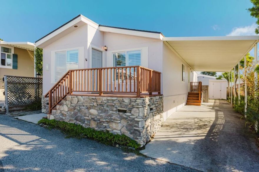 Welcome to 6 Sunset Terrace, a charming home in the highly desirable Canada Cove community of Half Moon Bay. Tucked away on a quiet street with quick access to coastal trails and the beach, this home is perfectly situated for those who want to enjoy the best of coastal living.  Inside, youll find an open floor plan with raised ceilings, a light-filled kitchen with skylight and breakfast bar, and a comfortable living and dining area. Plantation shutters throughout add a touch of elegance. The home offers a spacious primary suite, an additional bedroom and bath for guests, a and a laundry room. A welcoming front porch extends your living space outdoors, ideal for enjoying the fresh ocean air and afternoon sun.  Canada Cove is a vibrant 55+ community with a clubhouse, seasonally heated pool, bocce ball court, fitness classes, and a full calendar of activities. With easy access to Highway 1, the Ritz-Carlton, and miles of trails, this is an excellent opportunity to enjoy an affordable and relaxed coastal lifestyle.