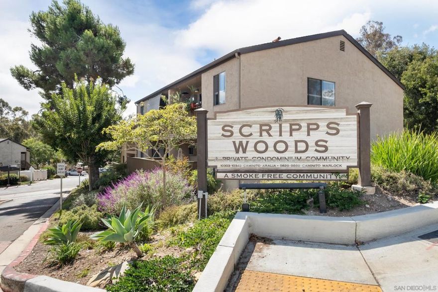 Elegantly remodeled first floor 1 bed 1 bath condo. Nobody below you & no steps! Modern finishes make this condo perfect retreat to enjoy all amenities. Newer sleek laminated flooring throughout. In-unit washer or community laundry just steps away. Electrical stove, oven, microwave, dishwasher, fridge. Ergonomic kitchen with marble counters, upgraded wood cabinets & large sink to make cooking a delight. Huge living room with direct access to private fenced patio. Bathroom with few cabinets. Second patio at the bedroom for your morning coffee. Walk-in closet. Community pool. Assigned parking. Highly desirable area in quiet neighborhood with open space/hiking trails. Close to Lake Miramar park. Next to shopping plaza, restaurants, Trader Joe, Starbucks, banks. Just couple minutes to freeways 15/163. Available now & move in ready. Deposit $2600. Rent $2600. Minimum 1 year lease. Water/sewer/trash included. Tenant pays electricity. No pets. Requirements: proof of annual income above $80,000, no eviction history, tenants insurance. Please apply via Zillow.