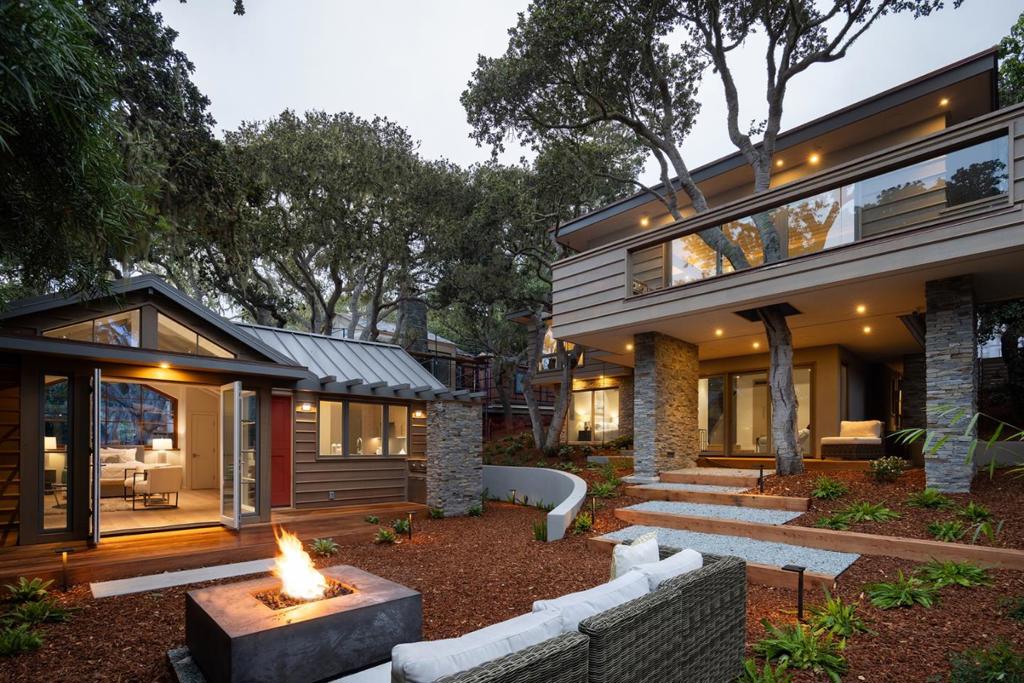 We are pleased to present a new luxury home set in a spacious oak-studded park known as Pine Trees. This residence was thoughtfully designed by renowned Carmel architect Thomas Bateman Hood, with interiors by Vance Killen Design and constructed by Brendan Connolly of Wayfinder Development. The residence enjoys a no-step level entry with the primary bedroom suite, an open gourmet kitchen, and a great room on the main living level. Landscaped gardens, ocean-view decks, fireplace and outdoor kitchen surround a secluded guest house. Built to the highest standards of design detail, sustainability, and energy efficiency, Feels Wright enjoys many amenities and smart home features such as an Energy Recovery Ventilation System. Enjoy a five-minute stroll to the Village shops and restaurants or 10 minutes to the beach.