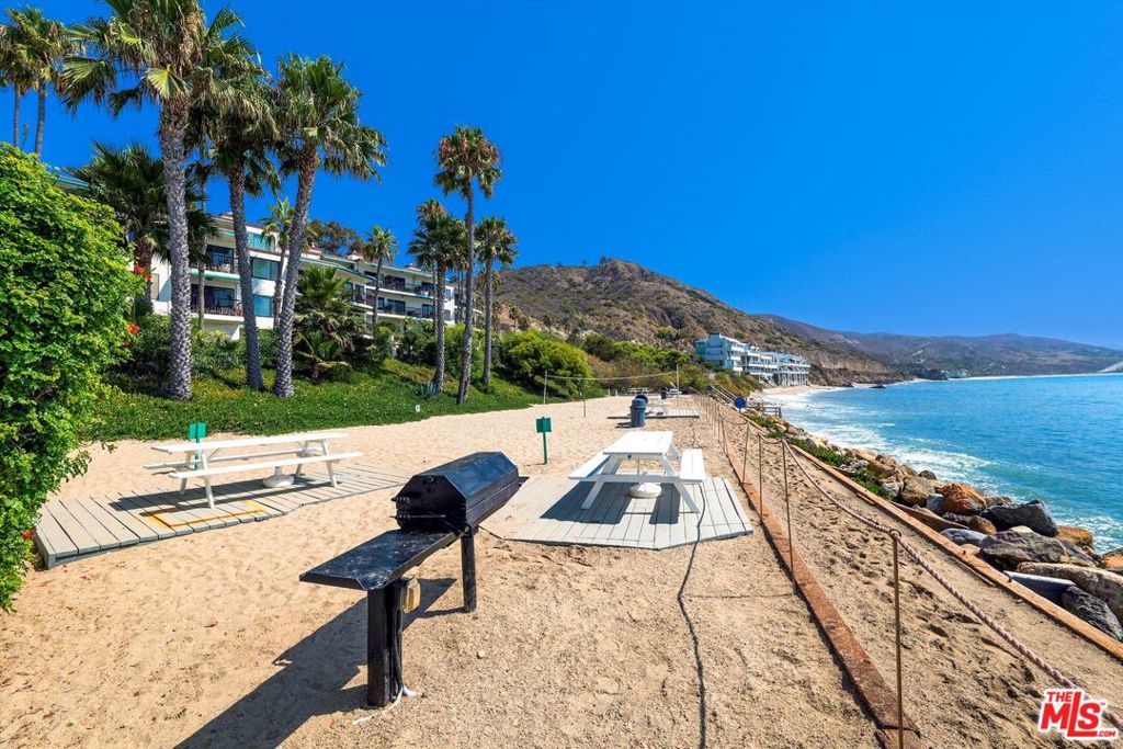 Location, location, location! Finally the unit you've been waiting for in this gated, resort-style Tivoli Cove community, front row, just steps from the secluded sandy shores of Latigo Shore Beach. This 1-bedroom, 1-bath coastal retreat features sliding glass doors from both the living room and bedroom, opening to breathtaking oceanfront decks. The living room offers a cozy fireplace and a floor-to-ceiling mirror that captures endless blue horizons. A breakfast bar, kitchen sink with a view, and the soothing sound of waves complete this picture-perfect setting.Tivoli Cove's world-class amenities include a pool, spa, gym, sauna, beach clubhouse, two tennis courts, BBQs on the sand, a volleyball court, and access to some of Malibu's best surf spots. Two designated community parking spaces are included.Vacation year-round hurry, front-row oceanfront units like this rarely become available! Available September 2025.