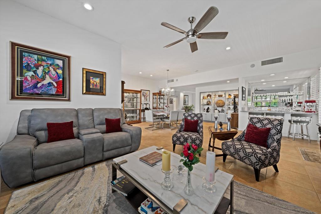 The Best Value in The Springs CC Rancho Mirage! Come see this lovely 3 Bedroom 3 Bath expanded BROADMOOR floor plan located on a quiet cul-de-sac in the Springs C.C. This home has updated kitchen w/ stainless steel appliances & Quartz counters. Upgraded baths and wet bar with Quartz and granite finishes. Expansive back patio wraps around w/ a built-in BBQ. Plenty of spaces to enjoy as the layout flows seamlessly from great room gathering area to cooking & dining areas to the outdoor patios. By enclosing the atrium & adding a large skylight, the interior has a game room with abundant light, ideal for having friends over for a fun game of cards or mahjong. The master bath has dual vanities and new quarts countertops. Keep you utilities low with OWNED solar. Two new HVAC & furnace units have recently been added along with plantation shutters. The Springs C.C. has a fabulous fitness center, community pools/spas, pickleball and tennis courts & a private golf course that will keep you active. The Springs CC is only minutes from all the exciting shops, restaurants & The River complex. Eisenhower Medical Center is across the street on Bob Hope. The Springs CC, Rancho Mirage - it's where you be-long!