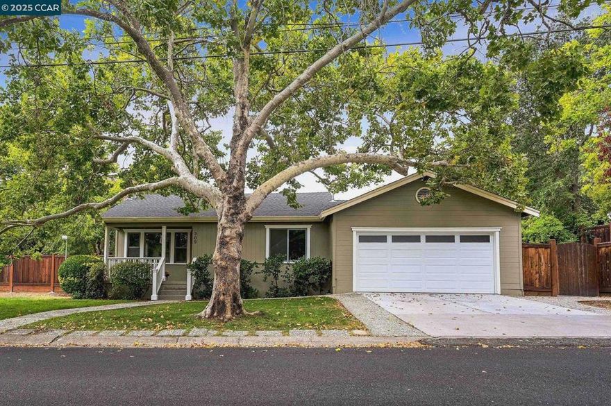 Discover the charm of one of Pleasant Hill’s most desirable neighborhoods. This single-level home blends timeless character with modern updates and sits proudly on a spacious corner lot lined with stately sycamore trees. Inside, you’ll find 3 bedrooms, 2 updated bathrooms, a light-filled living room, dining room, updated kitchen, owned solar, laundry area, attached garage, and expansive outdoor space.  Original oak floors and a cozy fireplace pair beautifully with modern upgrades, including a chef’s kitchen featuring a luxurious Dacor range, premium appliances, soapstone counters, custom cabinetry, farmhouse sink, and handmade ceramic tile backsplash. The primary suite features an updated ensuite bathroom with elegant, high-end finishes.  The backyard offers a private retreat, perfect for entertaining or relaxing. The backyard includes a stone patio, bocce court, generous side yard for play, garden planters, storage shed, chicken coop, and a variety of fruit trees including pomegranate, olive, peach, lemon, apple and more.  All just minutes from downtown Pleasant Hill, top-rated Strandwood Elementary, BART, Lafayette and Walnut Creek shopping, plus regional parks and trails. A rare gem offering the perfect blend of charm, comfort, and convenience.