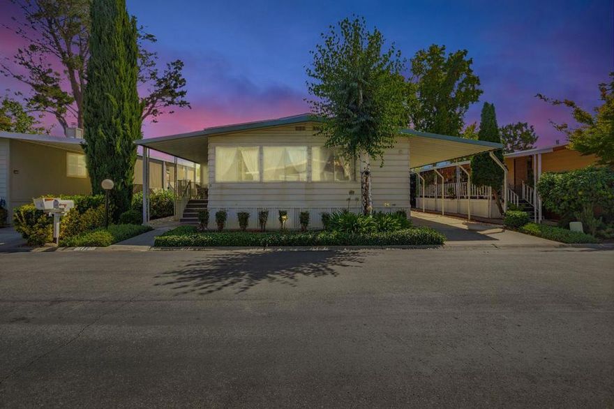 Welcome to easy, single-level living with resort vibes! Sunlit ~1,400 sq ft, 2BR/2BA charmer sits on a quiet lot with no rear neighbor & is one of the few with its own private backyardperfect for coffee, gardening, & sunset BBQs. A covered patio & large storage shed make outdoor living effortless. Inside, the open concept flows from formal living/dining to a cozy family room & a chef-friendly kitchen with a sit-at island and included appliances (electric range/oven, microwave, refrigerator, dishwasher, disposal). Central A/C, forced-air heat, laminate + carpet flooring, & an in-home laundry room (washer & dryer included) keep life comfortable & convenient. Retreat to the serene primary suite w/mirrored closet & dual-sink bathroom with a step-in shower. The inviting guest room has great closet space; the guest bath offers a handy tub/shower combo.Community Perks: Live the Quail Hollow 55+ lifestylebeautifully maintained grounds, walking paths, clubhouse, pool & spa, plus ample guest parking. Enjoy one of the areas most reasonable space rents (about $1,090/mo; buyer to verify). Prime Location Minutes to The Pruneyard, downtown Campbell, Whole Foods, Trader Joes, & Hamilton Light Rail, with quick access to Hwy 17 & 280, top employers, medical centers, and daily conveniences.
