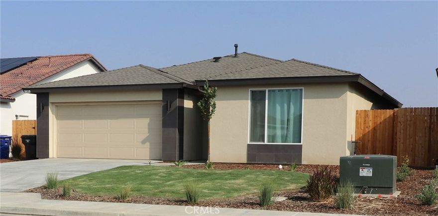 Beautiful new construction corner lot home in the desirable Almond Creek neighborhood! This single-story ranch-style residence features 3 bedrooms, 2 bathrooms, and approximately 1,451 sqft of comfortable living space. Enjoy an open floor plan with a spacious living area, modern finishes, tile roof, stucco exterior, and central HVAC. The home sits on a 6,006 sqft corner lot with a 2-car garage, front porch, and a covered rear patio—perfect for outdoor living. Conveniently located near major roads, schools, and shopping centers. Don’t miss this move-in ready home built in 2025!