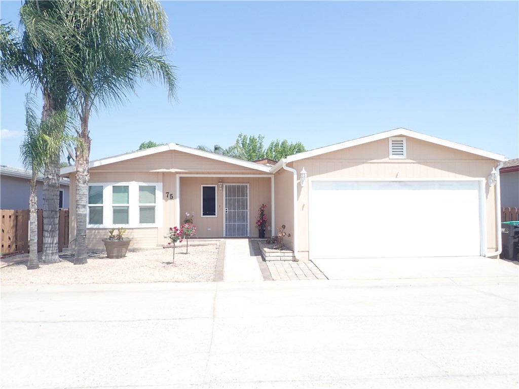 This Beautiful home is located in the gated Senior Community of Sun Meadows. Its large footprint boasts over 1500 sq ft of living space with a fully covered patio and attached 2 car garage. Enter this well maintained home into the large open living space with vaulted ceilings. As you enter, to the left is a formal dining room area with a doorway leading into the large open kitchen with upgraded appliances and counter tops. Venture down the hallway which leads to indoor laundry room, 2nd bathroom and 2nd bedroom. On the opposite side of the home is a large spacious primary bedroom with walk in closet and attached main bathroom with separate shower and large soaking tub. This home has brand new carpet, newer paint, newer A/C unit and Water Heater. Must See home!!