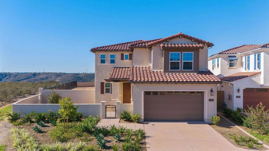 Lot 1 – New construction, corner lot home in Sorrento Mesa. Welcome to Tierra Alta, an intimate 8-home cul-de-sac community offering spectacular views of Los Peñasquitos Canyon Preserve. This 2,798 sq. ft. detached home (Plan 2) blends modern design with functional living spaces. 4 bedrooms, 4.5 baths, a tech room, loft and a 3-car attached bay garage. Designed for comfort and convenience, the primary suite features a private deck, while the large, fenced backyard enhanced by its corner location and west-facing exposure is ideal for gatherings and outdoor relaxation. The stylish kitchen showcases "seta" finish maple shaker-style cabinets, extra cabinetry, and electrical upgrades. Plus, owned solar (not leased) adds energy efficiency and savings. Ask about our limited-time builder incentives when using the designated lender!  Lot 1 – New construction, corner lot home in Sorrento Mesa. Welcome to Tierra Alta, an intimate 8-home cul-de-sac community offering spectacular views of Los Peñasquitos Canyon Preserve. This 2,798 sq. ft. detached home (Plan 2) blends modern design with functional living spaces. 4 bedrooms, 4.5 baths, a tech room, loft and a 3-car attached bay garage. Designed for comfort and convenience, the primary suite features a private deck, while the large, fenced backyard enhanced by its corner location and west-facing exposure is ideal for gatherings and outdoor relaxation. The stylish kitchen showcases "seta" finish maple shaker-style cabinets, extra cabinetry, and electrical upgrades. Plus, owned solar (not leased) adds energy efficiency and savings. Ask about our limited-time builder incentives when using the designated lender!