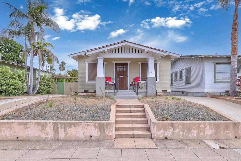 3537 Louisiana Street is an exceptional opportunity in the heart of North Park and Morley Field, one of San Diego’s most vibrant, and historic neighborhoods. The main residence (3537) offers approximately 1,038 sq ft with 3 bedrooms and 2 baths (one of which is unfinished), providing immediate livability with room to customize or modernize over time. At the rear of the 3537 property is a large unfinished structure (3539) which spans the width of the 4,487 sq ft lot, presenting tremendous potential for additional units, a guest house, or multi-unit income expansion under R-2 zoning. Ideal for both first-time homeowners seeking flexibility and savvy investors envisioning long-term value, this property pairs classic 1920s character with exceptional growth potential in a highly sought-after location near Morley Field, local dining, and craft coffee culture. This property has an easement for a driveway with 3533 Louisiana St., which is also for sale PTP2507864), plus a sewer line (no easement) from the back building (of 3537) which spans across the rear of 3533's lot and along the south of the property line.