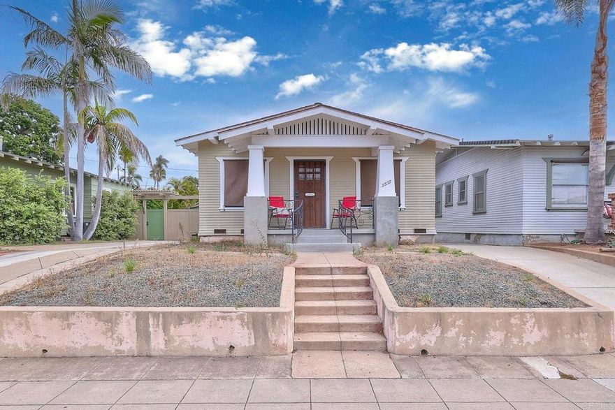 3537 Louisiana Street is an exceptional opportunity in the heart of North Park and Morley Field, one of San Diego’s most vibrant, and historic neighborhoods. The main residence (3537) offers approximately 1,038 sq ft with 3 bedrooms and 2 baths (one of which is unfinished), providing immediate livability with room to customize or modernize over time. At the rear of the 3537 property is a large unfinished structure (3539) which spans the width of the 4,487 sq ft lot, presenting tremendous potential for additional units, a guest house, or multi-unit income expansion under R-2 zoning. Ideal for both first-time homeowners seeking flexibility and savvy investors envisioning long-term value, this property pairs classic 1920s character with exceptional growth potential in a highly sought-after location near Morley Field, local dining, and craft coffee culture. This property has an easement for a driveway with 3533 Louisiana St., which is also for sale PTP2507864), plus a sewer line (no easement) from the back building (of 3537) which spans across the rear of 3533's lot and along the south of the property line.