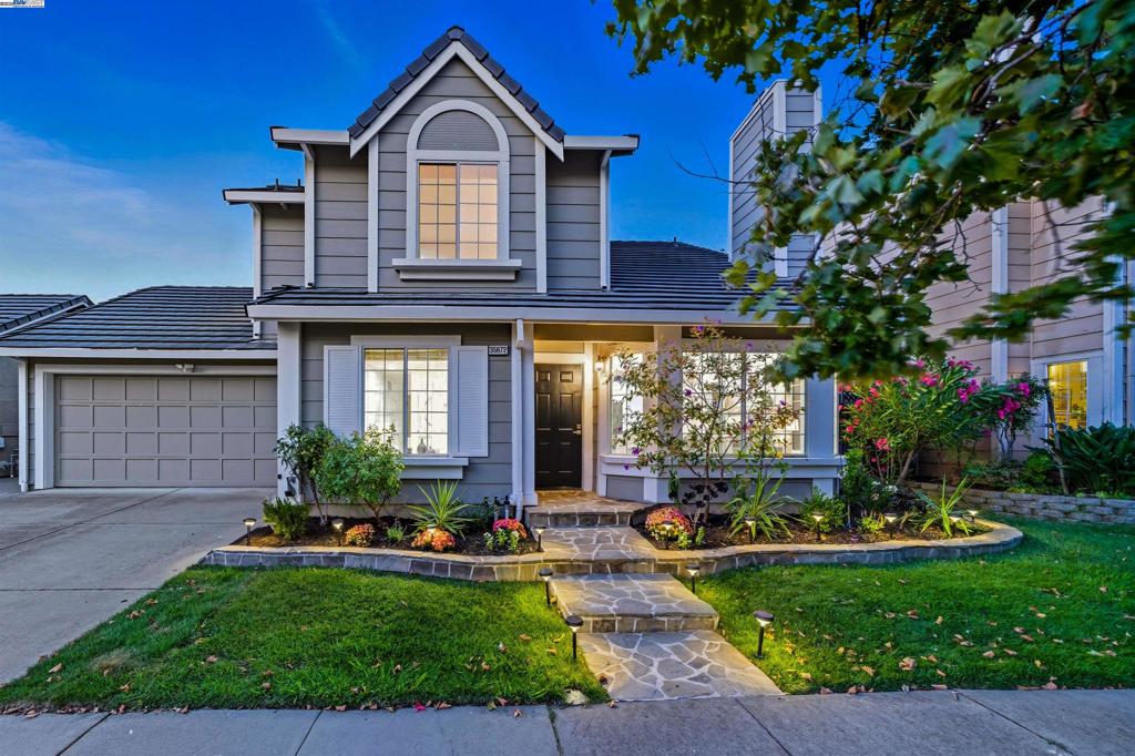 Step into this stunning expanded and remodeled CA Terrace home and discover 1,528 sq ft of refined living space, offering 3 bedrooms and 2.5 beautifully updated baths. Bathed in natural light, the home welcomes you with a grand formal living room featuring vaulted ceilings and seamless flow into the elegant formal dining area—perfect for entertaining. The adjacent family room provides a warm, inviting space for everyday living. The updated designer kitchen showcases quartz countertops, stainless steel appliances, porcelain tile flooring, and custom cabinetry with timeless character. Throughout the home, you’ll find updated recessed lighting, stylish light fixtures, and refreshed hardware that elevate every room. Rich cherry hardwood floors add warmth and elegance, while plush carpet enhances comfort in the bedrooms. Upstairs, the luxurious primary suite is a peaceful retreat with soaring vaulted ceilings, a spa-inspired ensuite bath, and captivating views of the rolling foothills. A fully permitted sunroom offers year-round flexibility. The backyard features newer pavers and mature fruit trees, ideal for outdoor living. Across from a serene park and close to Hwy 84 & 238, Quarry Lakes, trails, shops, and dining. No HOA—refined living with lasting value.