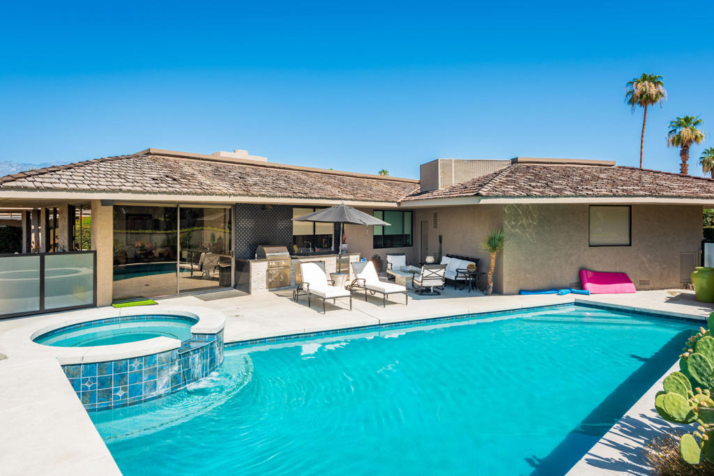 **AVAILABLE JANUARY-APRIL 2026**Completely updated stunning home with 3 master suites plus a 4th bedroom with bath; perfect vacation home for families to enjoy the desert with country club living and the private pool. This residence epitomizes the best by blending the indoors & out to create an idyllic desert retreat with a lovely Santa Rosa Mountains view to the South and lush Greenbelt views to the west. Enjoy a private outdoor kitchen, firepit and amazing views. Home has solar to help keep the cost to a minimum. For a small fee, tenant can enjoy the clubhouse, Oasis Cafe, tennis courts, pickle ball courts, fitness center, spa, classes and much more! There are 46 community pools/spas. Golf is not included. Minutes to fine dining & shopping, museums, galleries, world-class hospital, & El Paseo. The Springs Country Club Rancho Mirage, It's Where You Belong!
