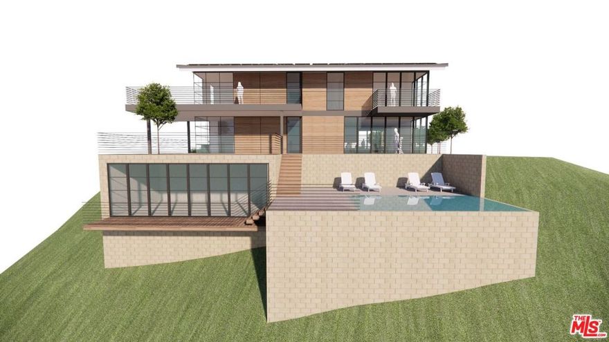 A rare rebuild opportunity complete with RTI PLANS in the desirable Upper Lachman enclave of Marquez Knolls, with plans for a Custom 5 Bed/5.5 Bath+Office+Gym 2-story Contemporary Farm House with breathtaking coastline, city, and Queens Necklace views. This oversized 13,538sf lot (of which approximately 54% of the lot size is flat) is located on a premier street untouched by the recent fires, with the surrounding beautiful neighborhood and homes intact. Designed by renowned LA-Based Wolcott Architecture, this 5,000sf property was thoughtfully designed with features of modern open space and window lines to accentuate the captivating views from every room of the home and includes large wrap around balconies on both stories of the home overlooking the coastline and perfect for entertaining, ideal gourmet kitchen and great room open floor plan, spacious primary suite with head on coastal views, all 5 bedrooms with en-suite bathrooms, upper deck with separate common-area entrance and a separate lower-level gym. Additional plans for a stunning pool deck and pool with panoramic coastal views (under separate permit). This lot currently has a terraced lower-level garden with roses and herbs, as well as mature olive, citrus, avocado, mulberry, and pomegranate trees. The sale includes RTI architectural plans, geology and soils report with City of LA approval letter, and Phase 1 and 2 debris removal completed. Located in the newly reopened Marquez Elementary School district. This unique opportunity provides an expedited home-building process and an opportunity to be part of the Palisades community!
