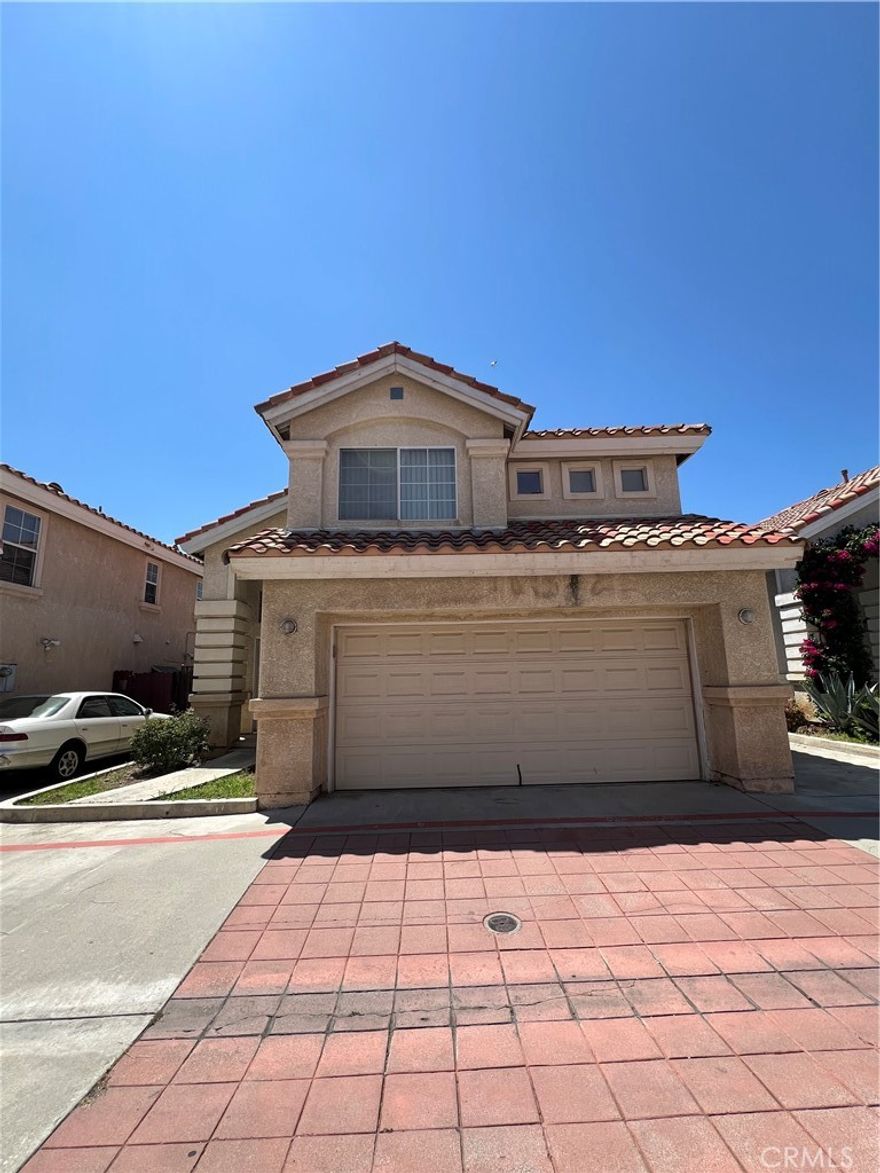 Conveniently located in the city of El Monte, gated community, Features 4 bedrooms all upstairs, 2.5 bathrooms, two story home, with partially covered patio for sitting outdoor, patio space for planting.  2 car space Garage direct access to the home, 3rd parking space right next to the garage and assigned 4th guest parking spot near home.  Master bedroom features double sink vanity, shower with tub and two closet space.  Double door enters high ceiling with two more closets for your outing items or cleaning storage.  Home is undergoing clean up, new paint, and some minor repairs, no interior photos yet.  Washer and dryer hook up in garage. New water heater, newer HVAC.