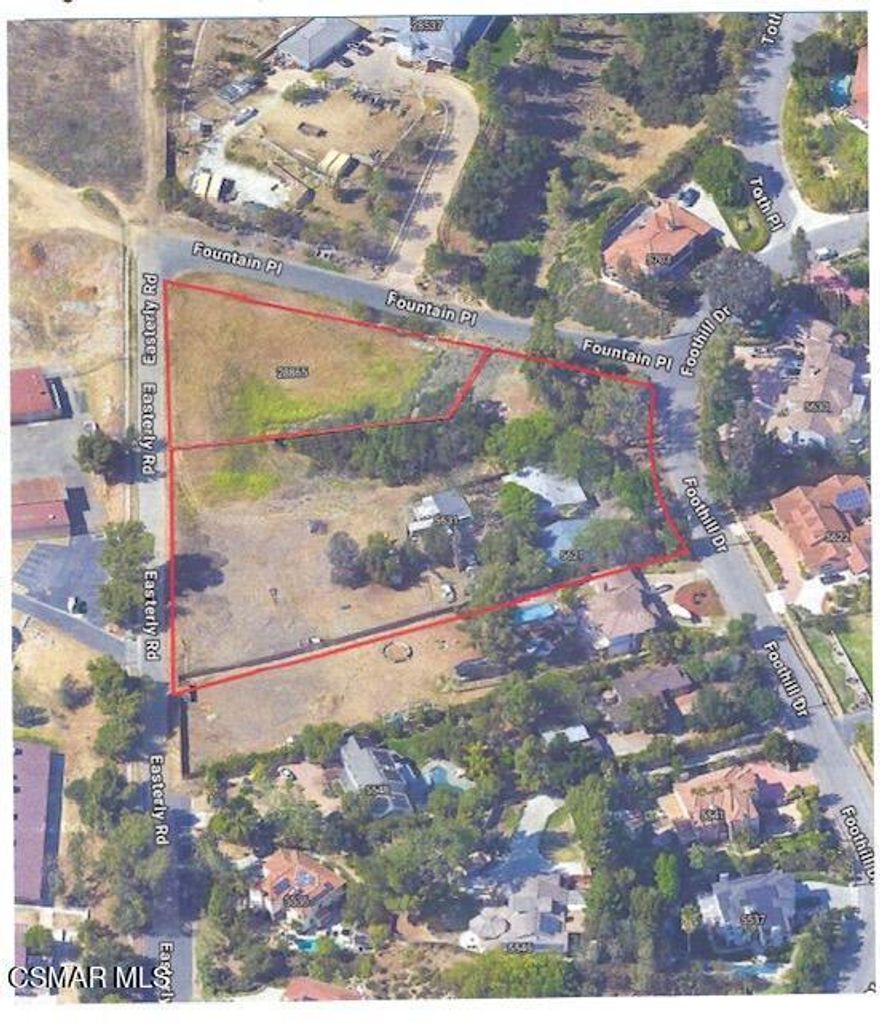 This property has two addresses and is able to be split into three. A third piece of property is at the corner of Fountain and Foothill and can be used as supportive to the 1.85 acre as ancillary if building an estate. Third piece of property will be listed separately. Both properties could be sold as a package. Buildable portion is 1.85 acres and completely flat.
