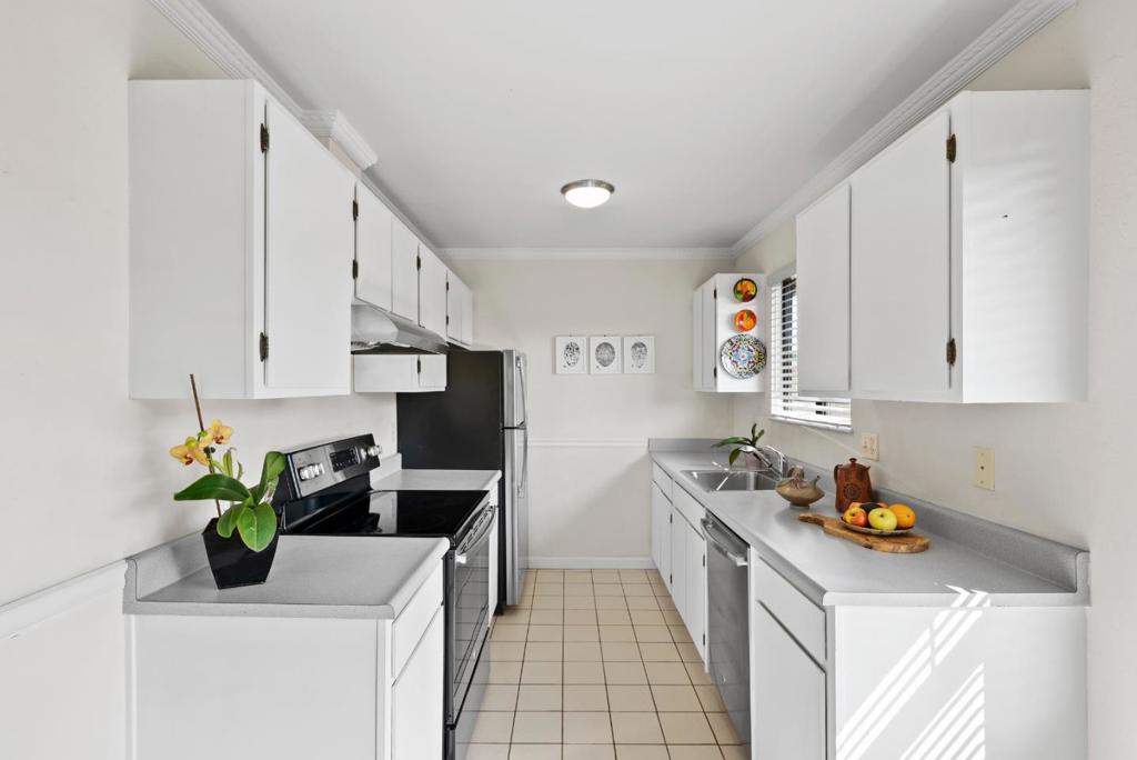 This charming 1-bed, 1-bath condo, featuring six large windows that fill the space with natural light, is located in the second floor on a gated community and offers an ideal opportunity for a first-time homebuyer. The condo is located in San Mateo and includes one covered parking space, a spacious storage room right in front of the parking spot, and its own washer and dryer inside the unit. This quiet condo has no neighbors above or below and shares only one wall with the adjacent unit. Enjoy easy access to shopping centers, restaurants, parks, and top-rated colleges, all just minutes away. With Caltrain stations nearby, commuting is a breeze. Plus, it's a short 10 minute walk to the Coyote Point Recreation Area offering an amazing view of the Bay. Also, a 15-minute walk to both Downtown San Mateo and Downtown Burlingame, offering a blend of convenience and community.