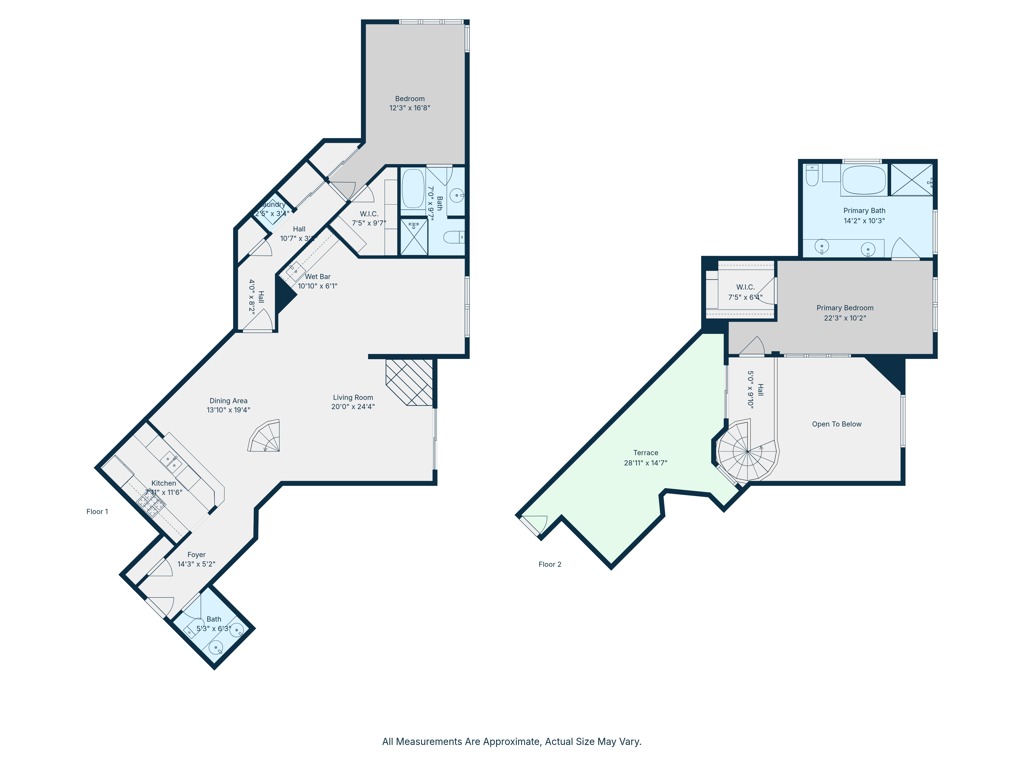 This bright and sophisticated 2-bed, 3-bath top-floor, front-facing corner unit offers the perfect mix of comfort, privacy, and style. High ceilings and large windows fill the home with natural light, while the open layout is ideal for both entertaining and everyday living. Each of the two bedrooms functions as a primary suite, complete with a walk-in closet and en suite bath for ultimate privacy, with one conveniently located on the main level and the other upstairs, plus a powder bath for guests. The kitchen opens to the living and dining areas and extends to a private balcony, perfect for morning coffee or evening relaxation. Upstairs, the spacious rooftop deck provides the perfect setting for outdoor dining or lounging under the stars. Additional highlights include in-unit laundry, gated parking, and access to the building's fitness room. Located just moments from Brentwood's best shops, restaurants, and cafes, this home combines modern design with an unbeatable location.