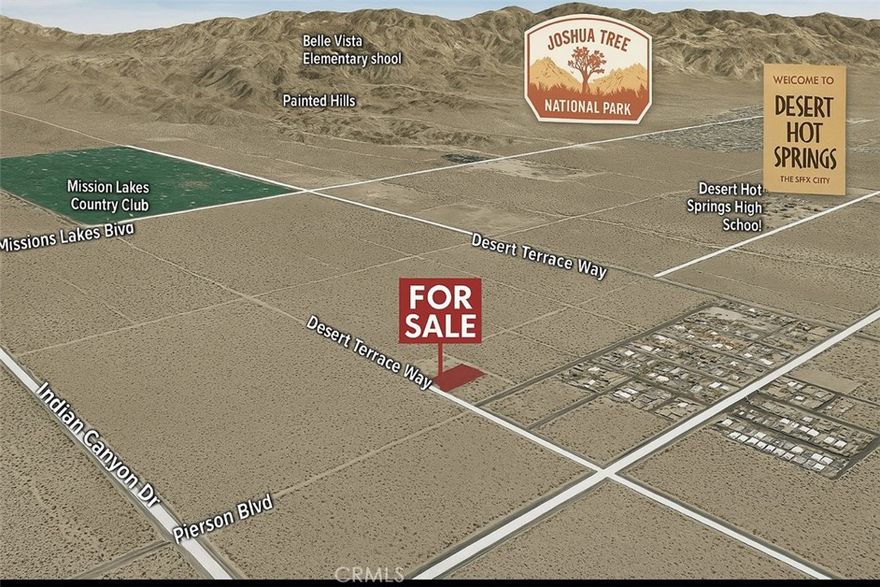 Incredible Opportunity to Build Your Dream Home!?Welcome to a prime residential lot located near the desirable Palm View Estates in beautiful Desert Hot Springs! This peaceful parcel sits adjacent to a natural reserve—perfect for tranquil walks, breathtaking mountain views, and a true connection to nature.

Manufactured homes are permitted in the area, and water is already available in the street—saving you time and expense. Buyer to verify all information with the City, County, and utility providers.

Situated in a rapidly growing area, you’ll enjoy convenient access to popular destinations such as the Desert Hot Springs Spa Hotel, Mission Springs Resort, Palm Springs, and Joshua Tree National Park.

Don’t miss this chance to invest in your future and create your ideal home in a quiet neighborhood with stunning views. Buyer to identify property corners. Seize the day and turn your vision into reality!