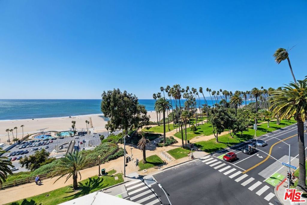 Experience breathtaking, unobstructed ocean views from every room in this spacious 3-bedroom, 3-bathroom penthouse perfectly situated on the corner of Ocean Avenue and Montana Avenue, directly across from Palisades Park. This rare corner unit offers one of the best vantage points on Ocean Avenue and features hardwood floors throughout, an open kitchen, expansive living areas, spacious bedrooms, and abundant closet and storage space. Also has a dedicated laundry room in unit. The building offers great amenities including a large pool with an expansive pool deck for sunning and enjoying the beach weather, spa, fitness center, BBQ area, social room, guest parking, and secured access. The residence also includes two side-by-side parking spaces conveniently located near the elevator.