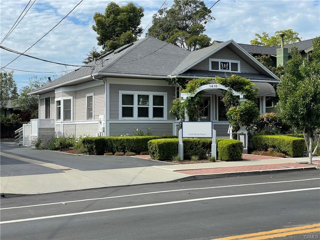 Offering consists of a Craftsman Style office for Sale with +/- 1,294* sq. ft. Includes 4 offices and open work area. Handicap access ramp. Zoning: office; allows residential. 4 on-site parking spaces. Sale price: $1,030,000. Rent roll and virtual tour available upon request. Short term lease in place. Adjacent property also for sale. Both 1410 and 1402 / 1406 Marsh may be purchased together at a reduced price. * does not include additional?second floor space